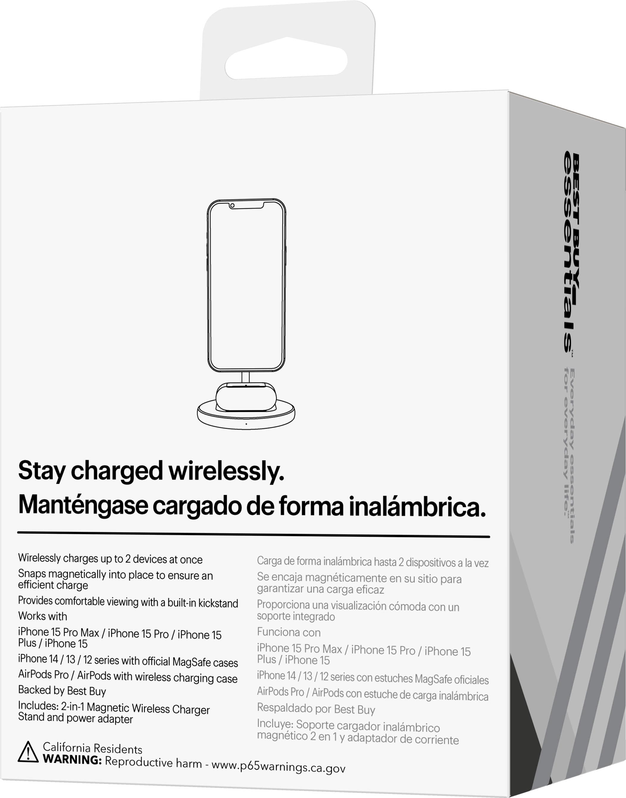 Alt View 17. Best Buy essentials™ - 2-in-1 7.5W Magnetic Wireless Charger for iPhone 15/14/13/12 series + AirPods - White.