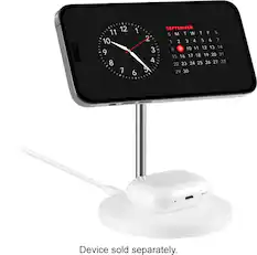 Front. Best Buy essentials™ - 2-in-1 7.5W Magnetic Wireless Charger for iPhone 15/14/13/12 series + AirPods - White.