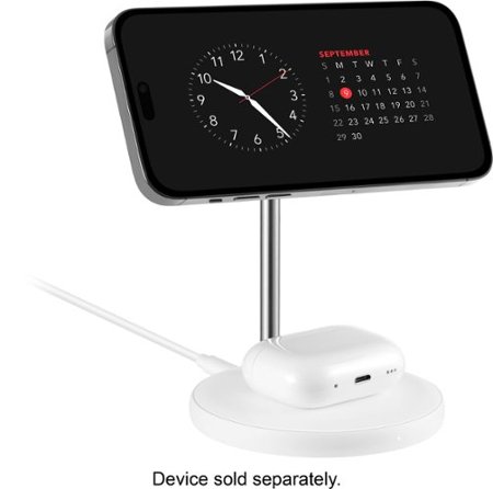 Best Buy essentials™ - 2-in-1 7.5W Magnetic Wireless Charger for iPhone 15/14/13/12 series + AirPods - White