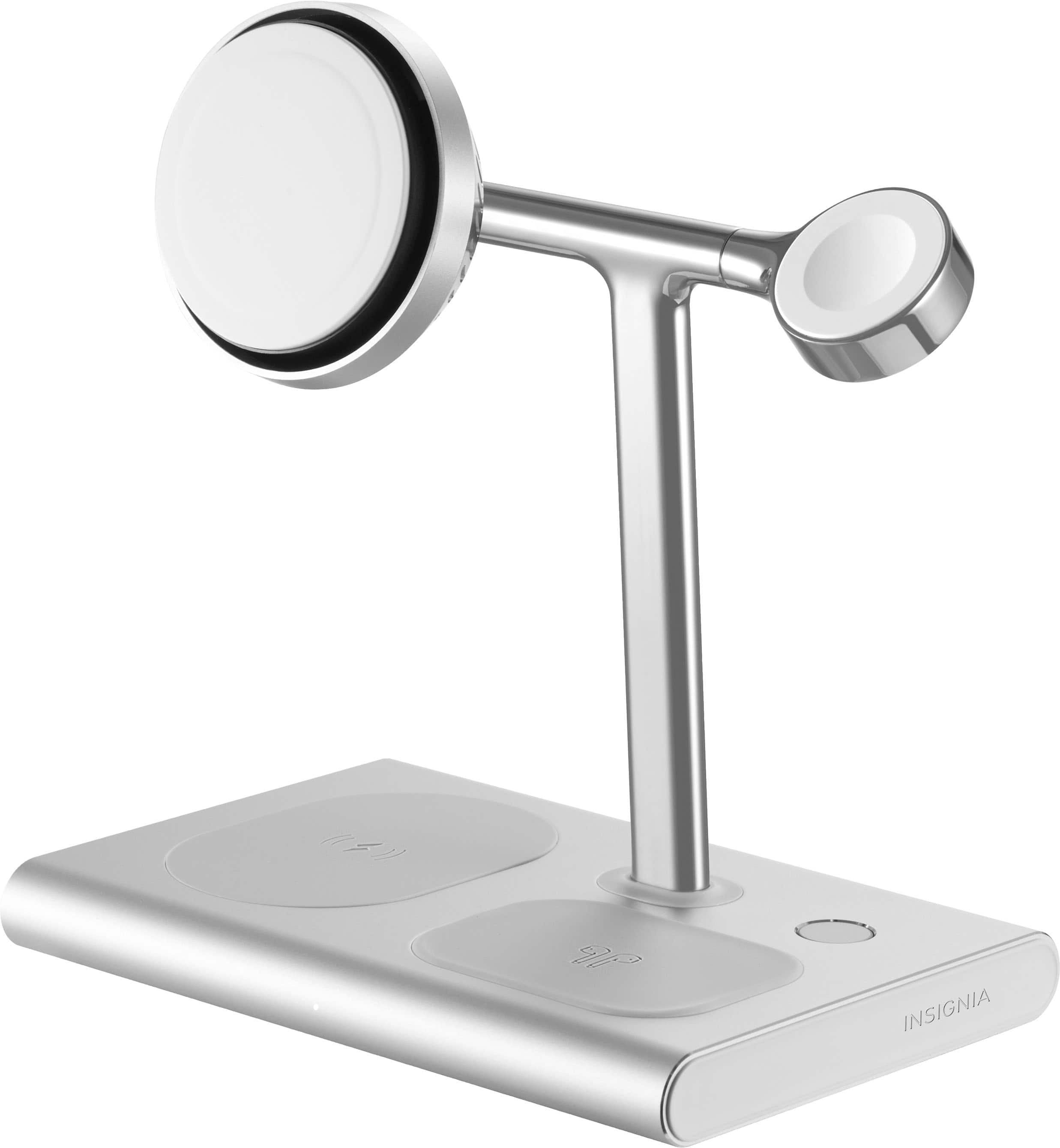 Alt View 21. Insignia™ - 4-in-1 15W Wireless Charger with MagSafe for iPhone 15/14/13/12 series + Apple Watch + AirPods + other Devices - Silver.