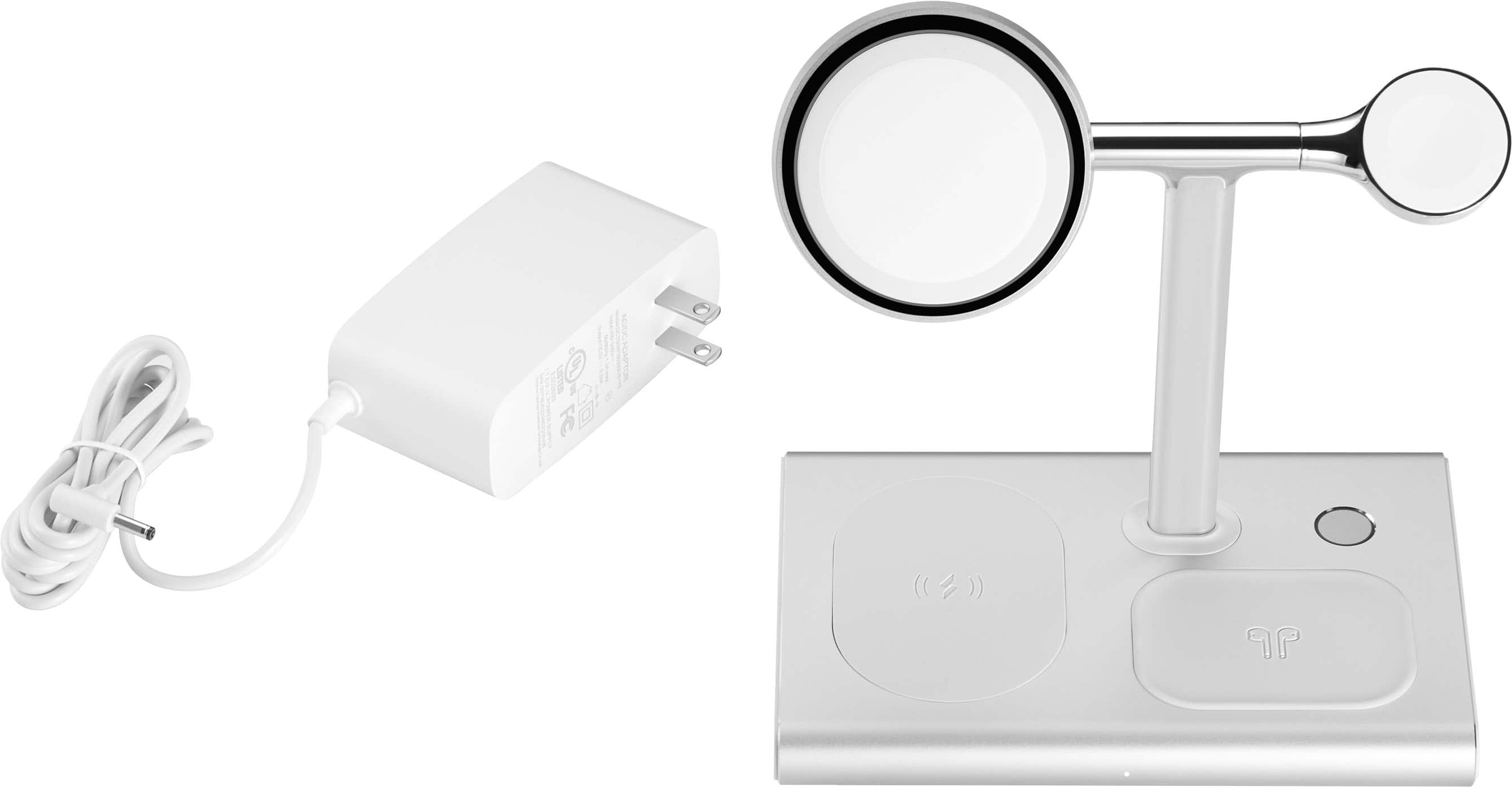 Alt View 17. Insignia™ - 4-in-1 15W Wireless Charger with MagSafe for iPhone 15/14/13/12 series + Apple Watch + AirPods + other Devices - Silver.