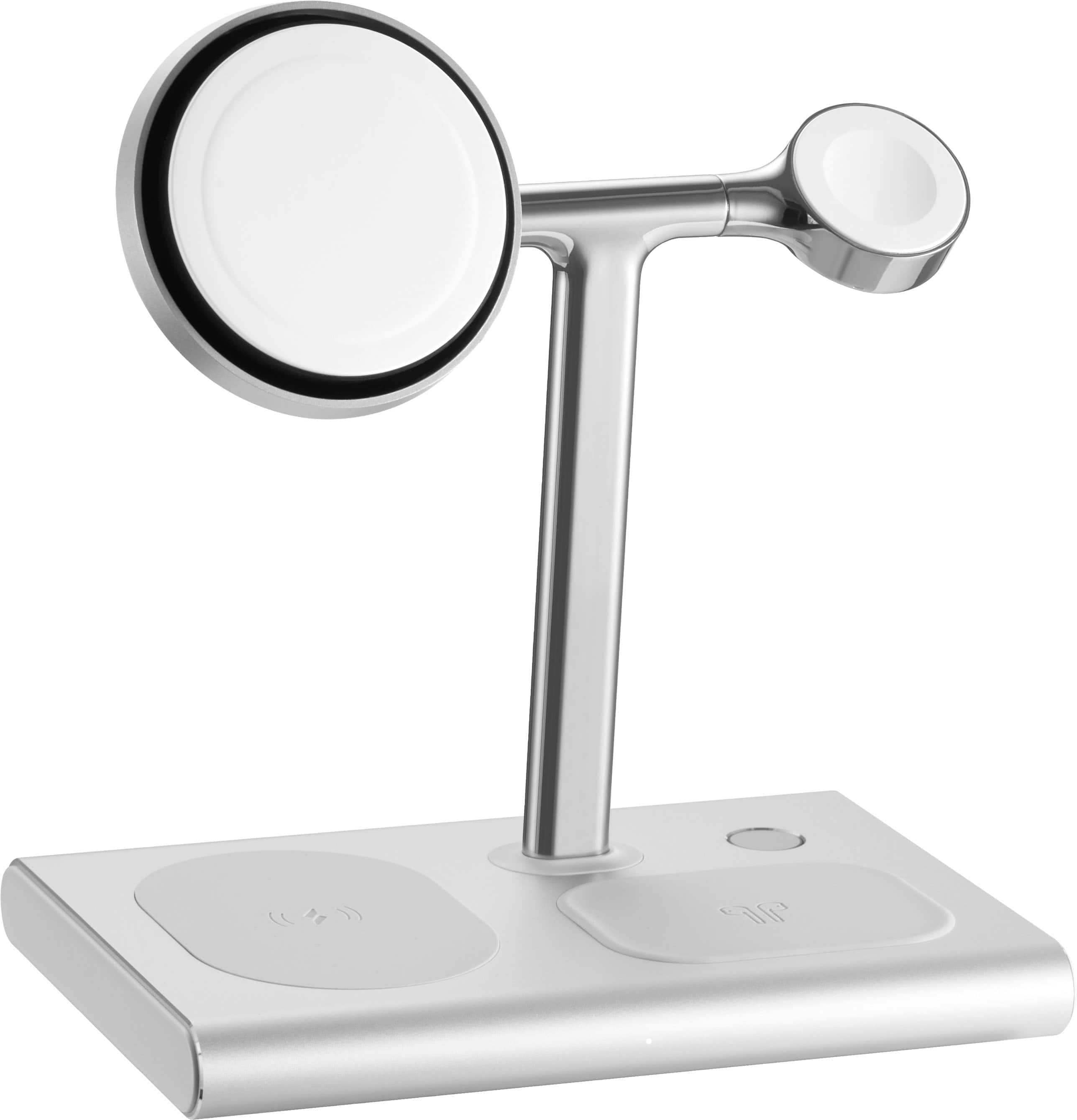 Alt View 11. Insignia™ - 4-in-1 15W Wireless Charger with MagSafe for iPhone 15/14/13/12 series + Apple Watch + AirPods + other Devices - Silver.