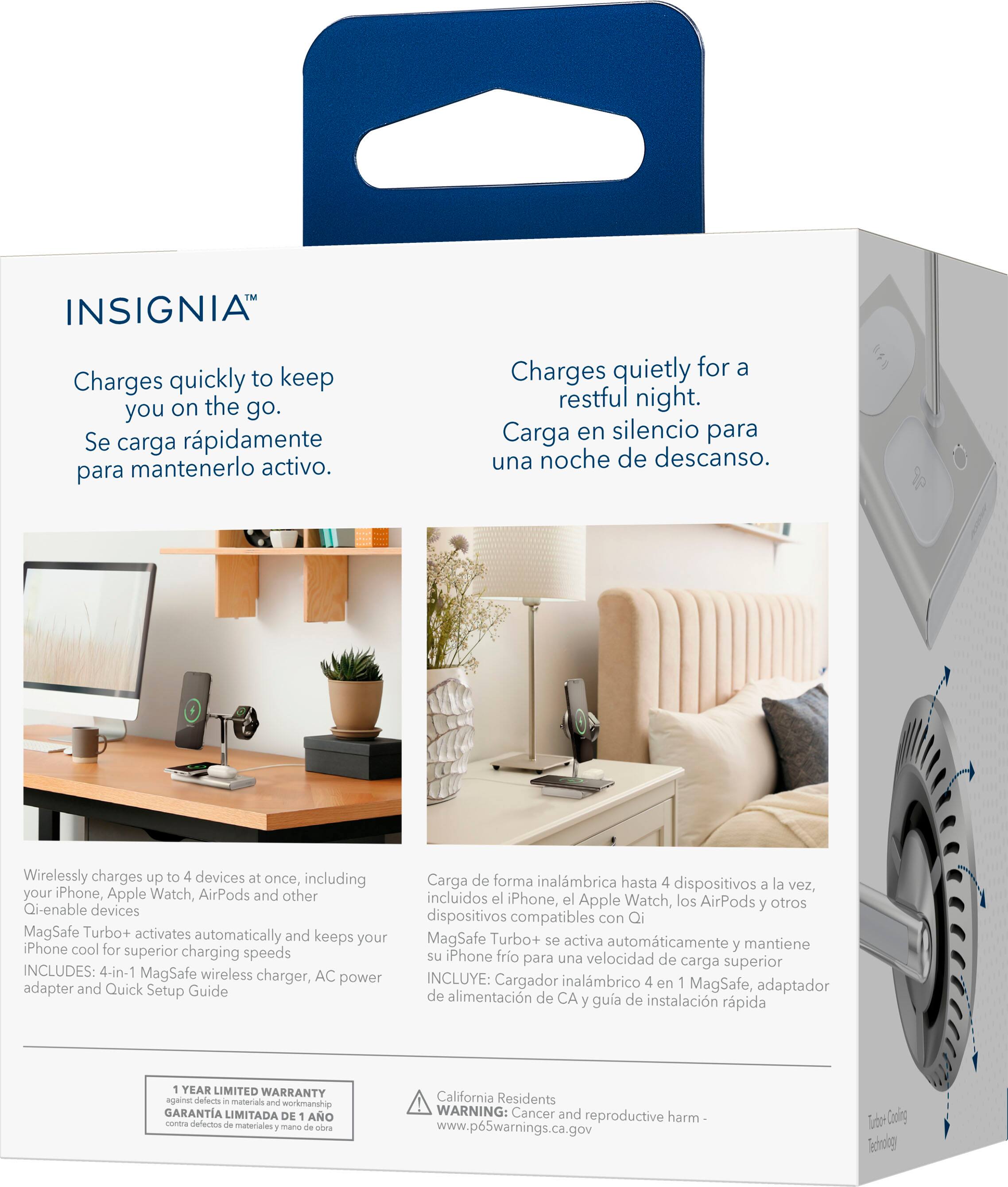 Alt View 20. Insignia™ - 4-in-1 15W Wireless Charger with MagSafe for iPhone 15/14/13/12 series + Apple Watch + AirPods + other Devices - Silver.