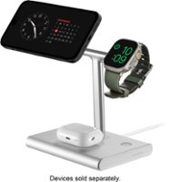 Insignia™ - 3-in-1 15W Wireless Charger with MagSafe for iPhone 15/14/13/12 series + Apple Watch + AirPods - Silver - Front_Zoom