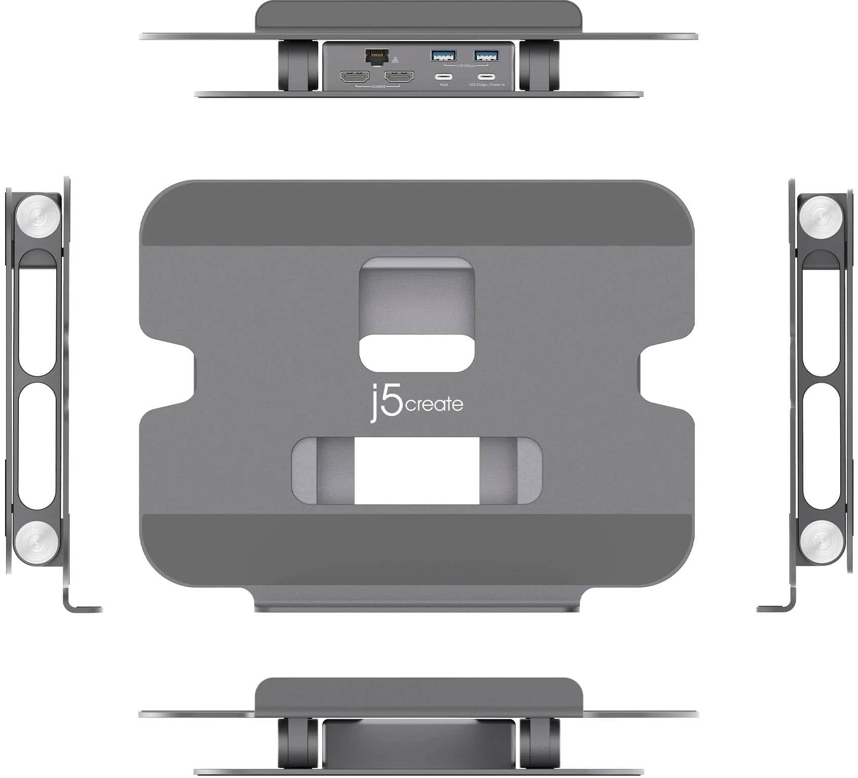 Alt View 12. j5create - Multi-Angle Dual HDMI Docking Stand - Silver.