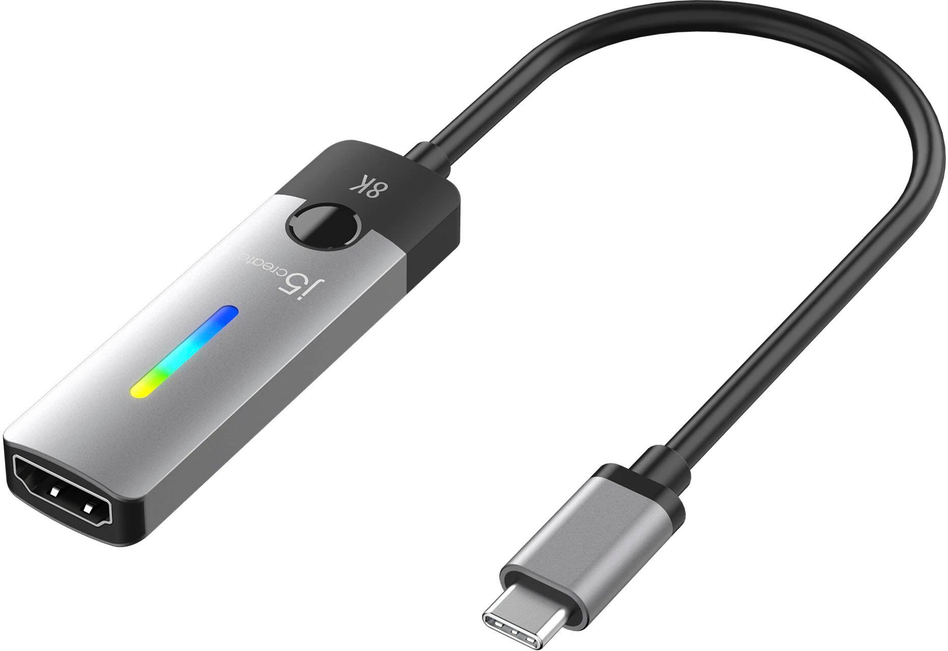 Angle. j5create - USB-C to HDMI 2.1 8K Adapter - Space Gray/Black.