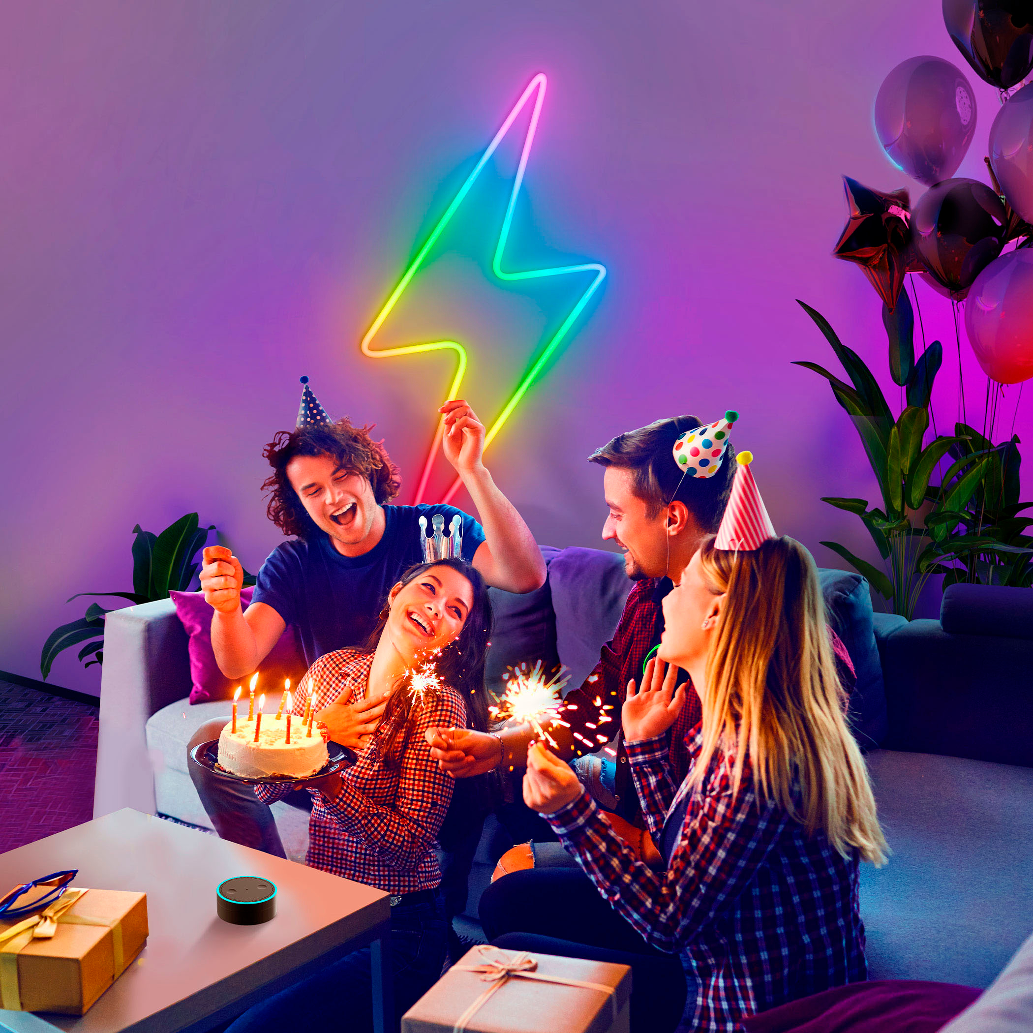 Govee RGBIC 6.5 ft. Smart Neon Plug-In Indoor Color Changing Wi-Fi Enabled  Rope Light (1-Rope) H61A1AD1 - The Home Depot