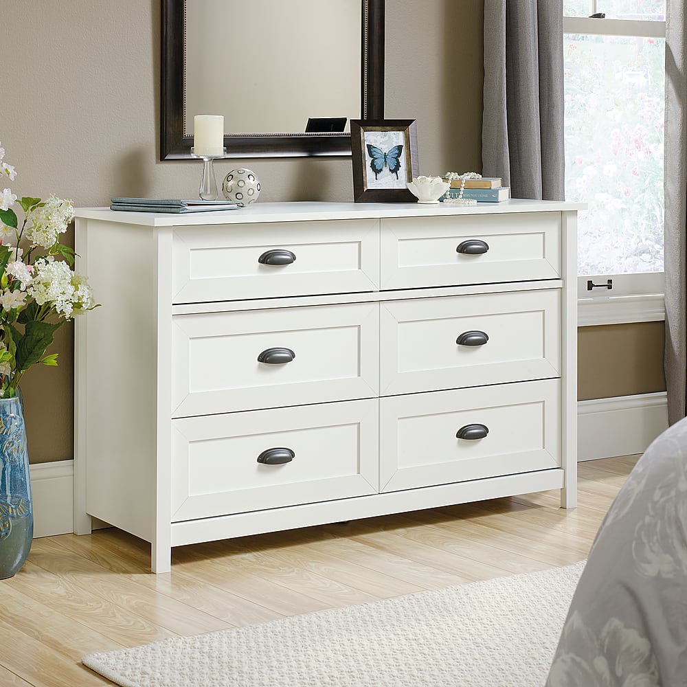 Angle View: Sauder - County Line 6 Drawer Dresser - Soft White