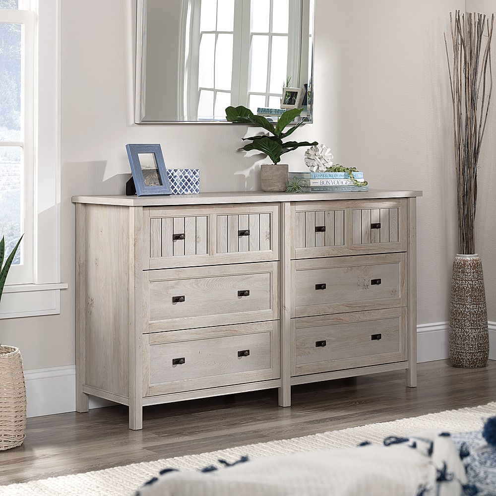 Angle View: Sauder - Costa 6 Drawer Dresser - Raven Oak