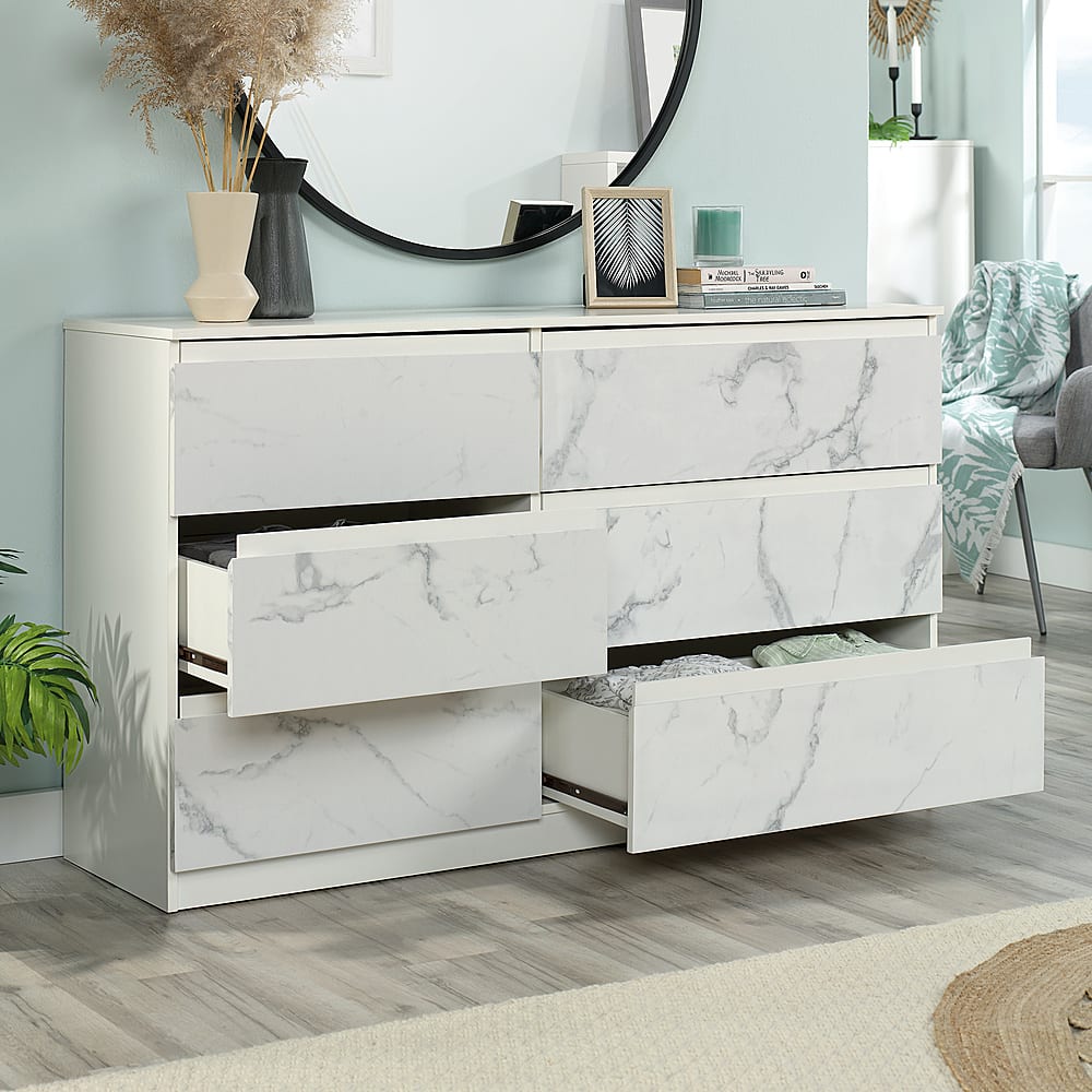 Angle View: Sauder - Hudson Court 6 Drawer Dresser - Sindoori Mango