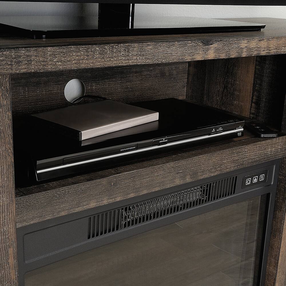 Left View: Sauder - Media Fireplace - Carbon Oak - Carbon Oak