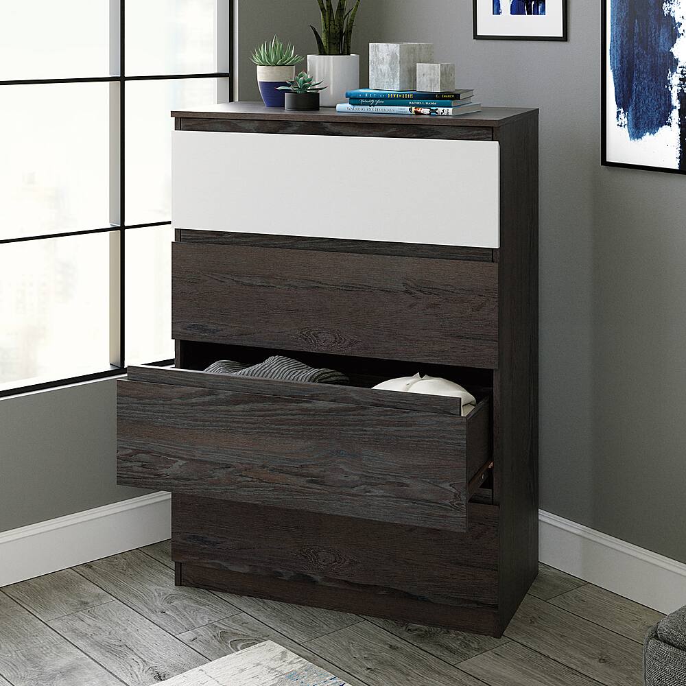 Angle View: Sauder - Hudson Court 4 Drawer Dresser - Charcoal Ash