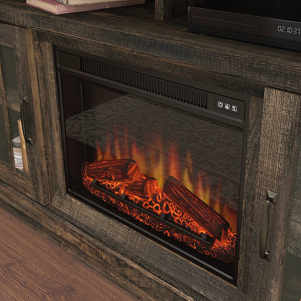 Left View: Sauder - Media Fireplace - Carbon Oak - Carbon Oak