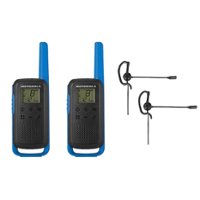 Motorola - T270 25-mile 22-Channel FRS 2-Way Radios Pair with IXTN4011AR Single Pin Earpiece - Blue & Black - Angle_Zoom