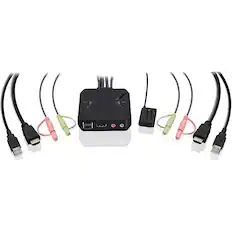 Front. IOGEAR - 2-Port 4K KVM Switch with HDMI, USB and Audio Connections - Black.