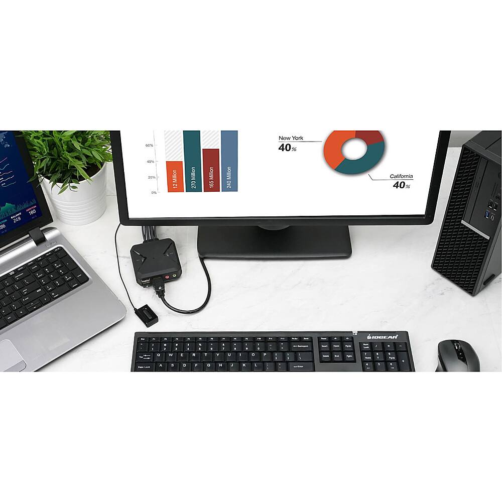 Alt View 40. IOGEAR - 2-Port 4K KVM Switch with HDMI, USB and Audio Connections - Black.