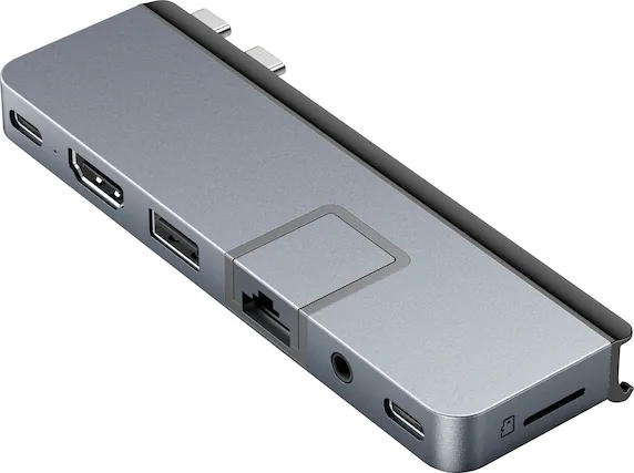 Front. Hyper - HyperDrive DUO PRO 7-in-2 USB-C Hub - Space Gray.
