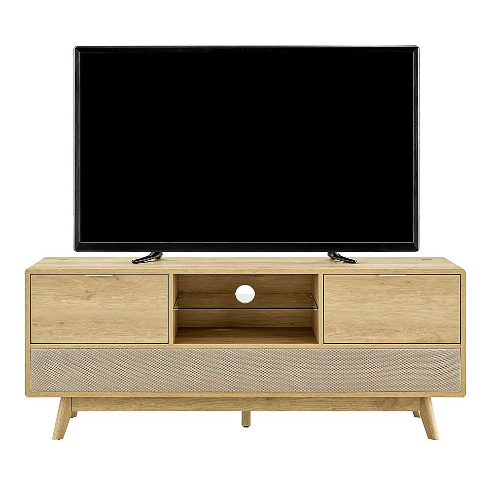 Left View: Koble - Larsen Smart TV Stand for Most TVs Up to 65" - Oak