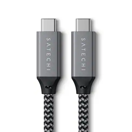 Front. Satechi - 25cm USB4 C to C Cable - Space Gray.