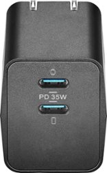 Insignia™ - 35W Dual Port USB-C Foldable Compact Wall Charger for MacBook Air and Most USB-C Laptops, Smartphone, and Tablet - Black - Front_Zoom