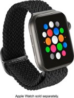 Modal™ - Nylon Watch Band for Apple Watch 42mm, 44mm, 45mm (Series 1-8) and Apple Watch Ultra 49mm - Black - Angle_Zoom