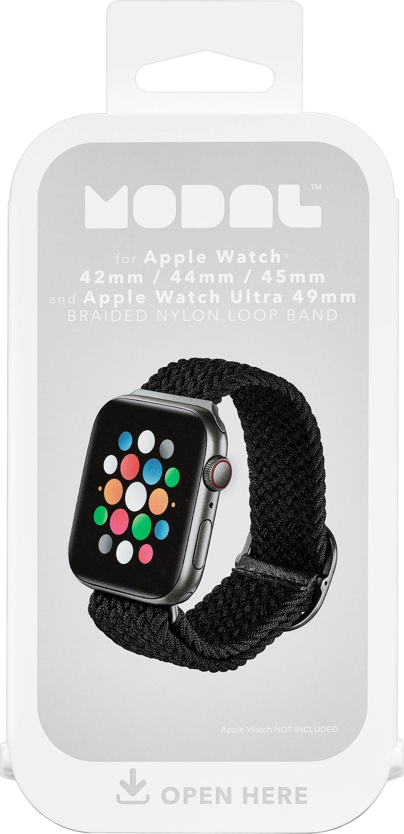 Alt View 14. Modal™ - Nylon Watch Band for Apple Watch 42mm, 44mm, 45mm (Series 1-9) and Apple Watch Ultra Series 1-2 49mm - Black.