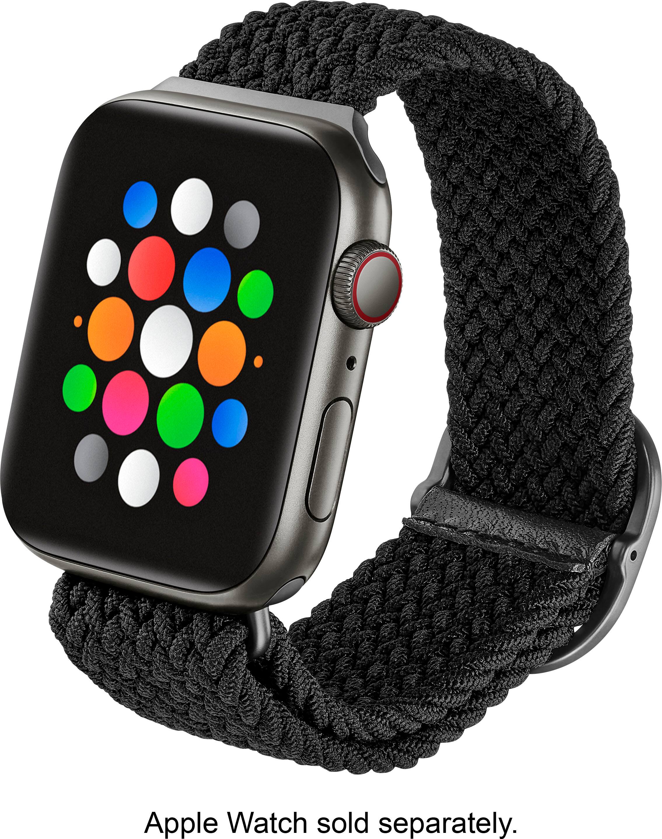 Left. Modal™ - Nylon Watch Band for Apple Watch 42mm, 44mm, 45mm (Series 1-9) and Apple Watch Ultra Series 1-2 49mm - Black.