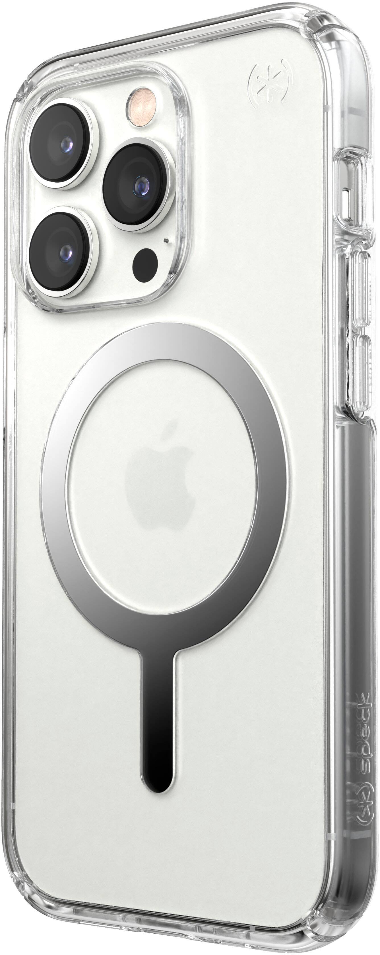 Left. Speck - Presidio Perfect-Clear Case with MagSafe for Apple iPhone 14 Pro - Clear.