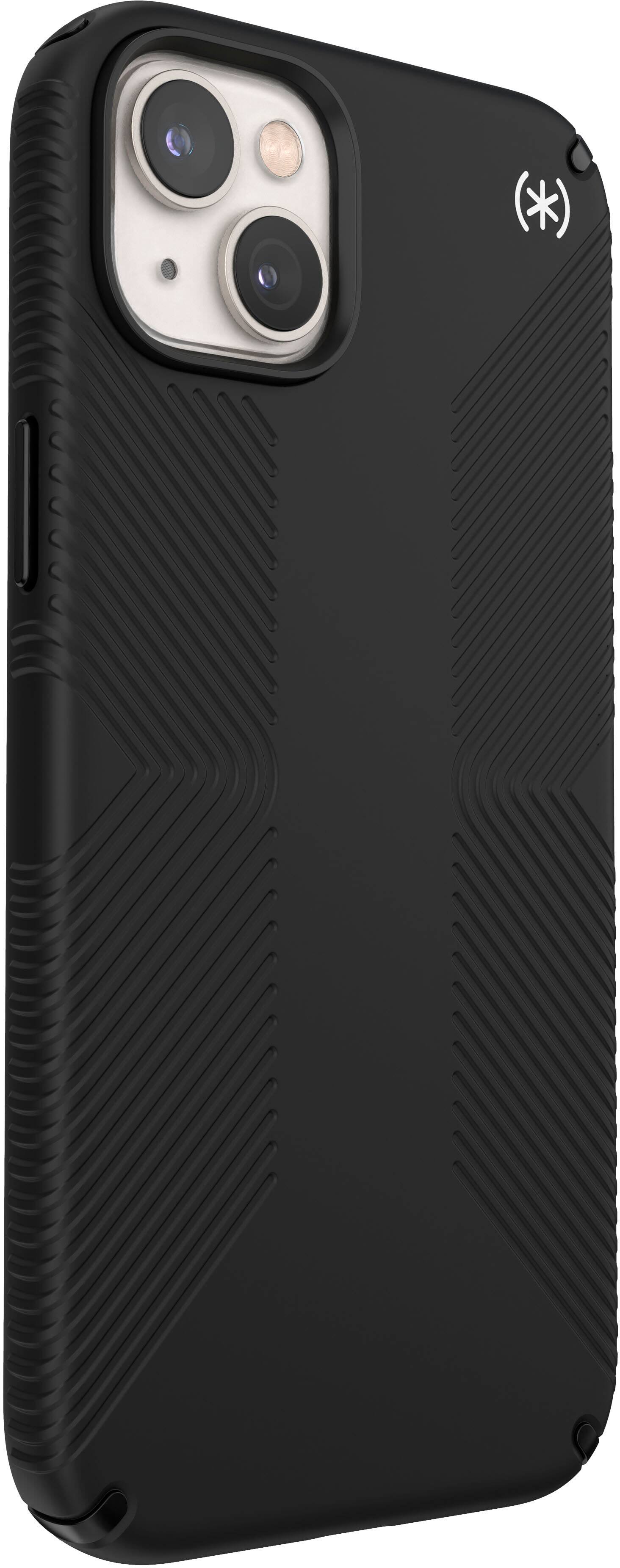 Angle. Speck - Presidio2 Grip Case with MagSafe for Apple iPhone 14 Plus - Black.