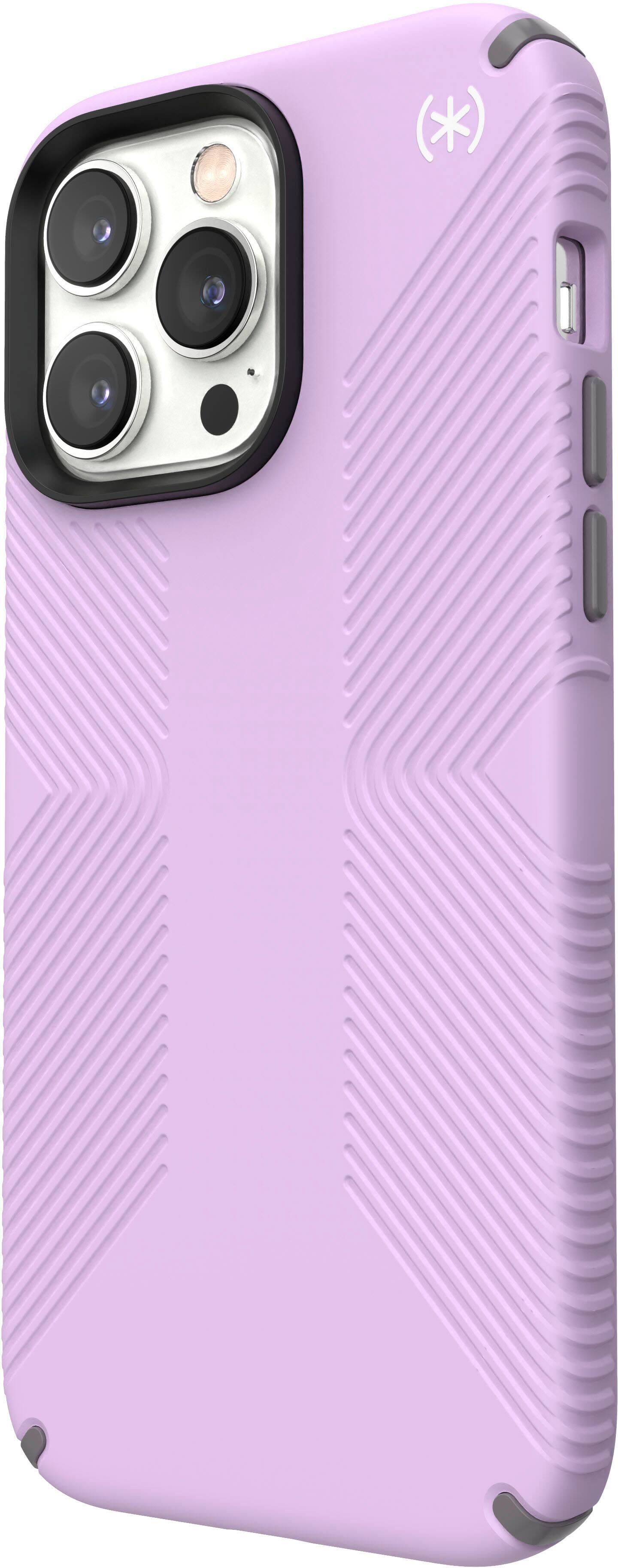 Left. Speck - Presidio2 Grip Case with MagSafe for Apple iPhone 14 Pro Max - Spring Purple.
