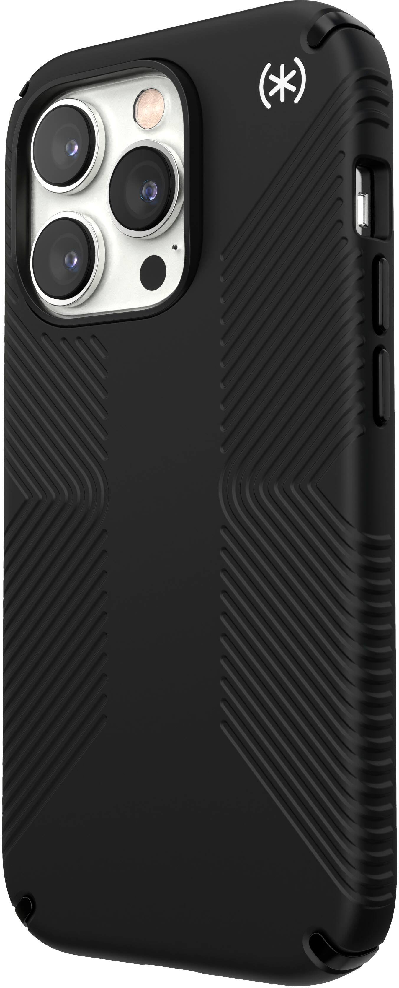 Angle. Speck - Presidio2 Grip Case with MagSafe for Apple iPhone 14 Pro - Black.