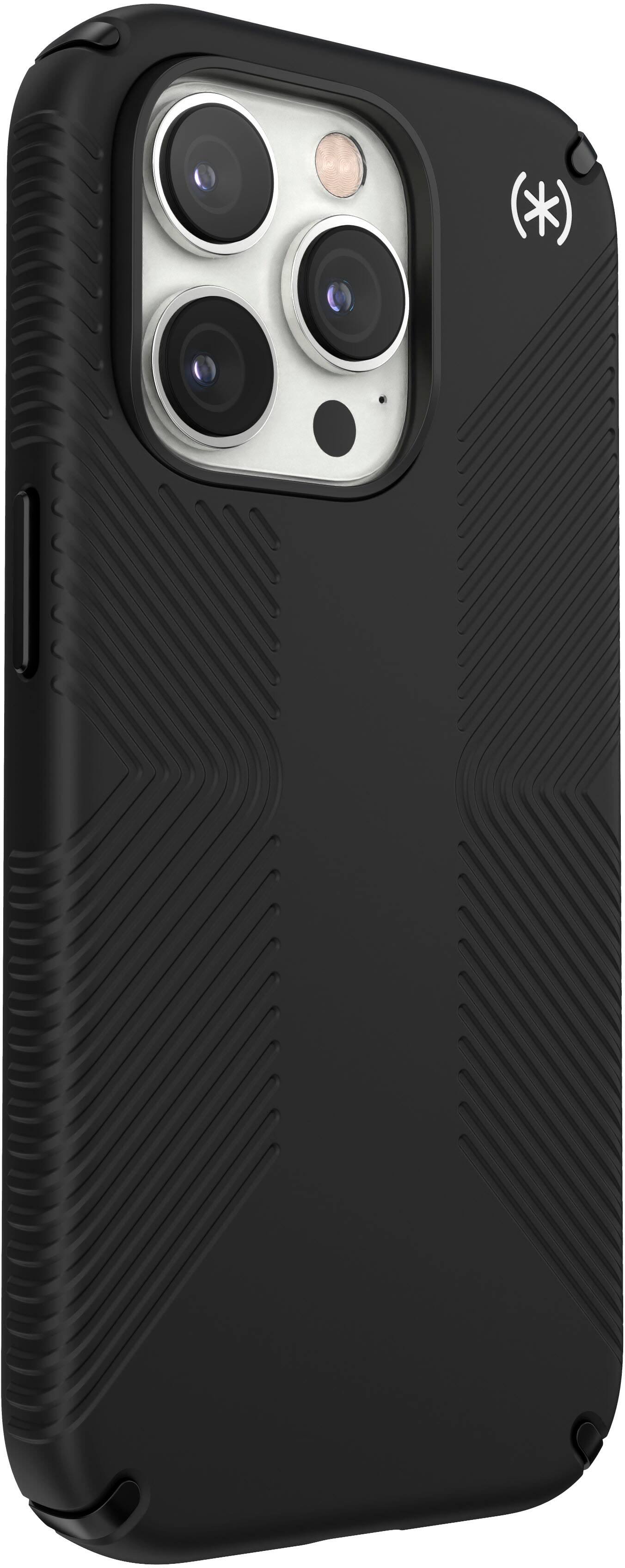 Left. Speck - Presidio2 Grip Case with MagSafe for Apple iPhone 14 Pro - Black.