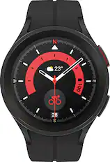 Front. Samsung - Galaxy Watch5 Pro Titanium Smartwatch 45mm LTE - Black.