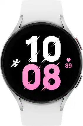 Front. Samsung - Galaxy Watch5 Aluminum Smartwatch 44mm BT - Silver.