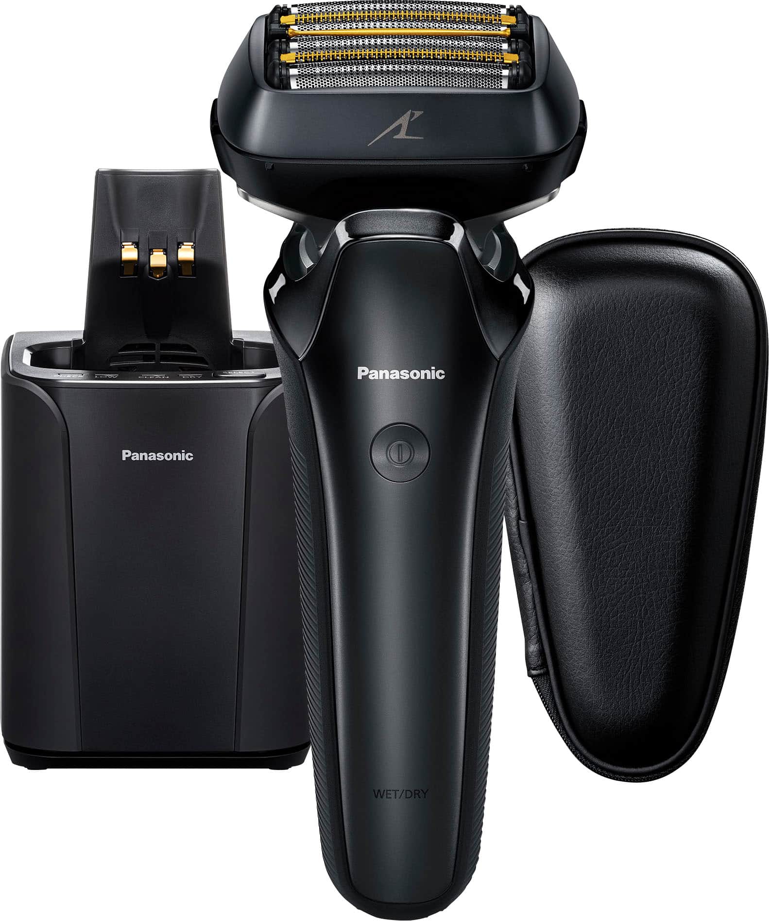 Angle. Panasonic - Arc6 Six-Blade Wet/Dry Electric Shaver with Automatic Cleaning and Charging Station - Black.