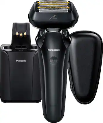 Angle. Panasonic - Arc6 Six-Blade Wet/Dry Electric Shaver with Automatic Cleaning and Charging Station - Black.