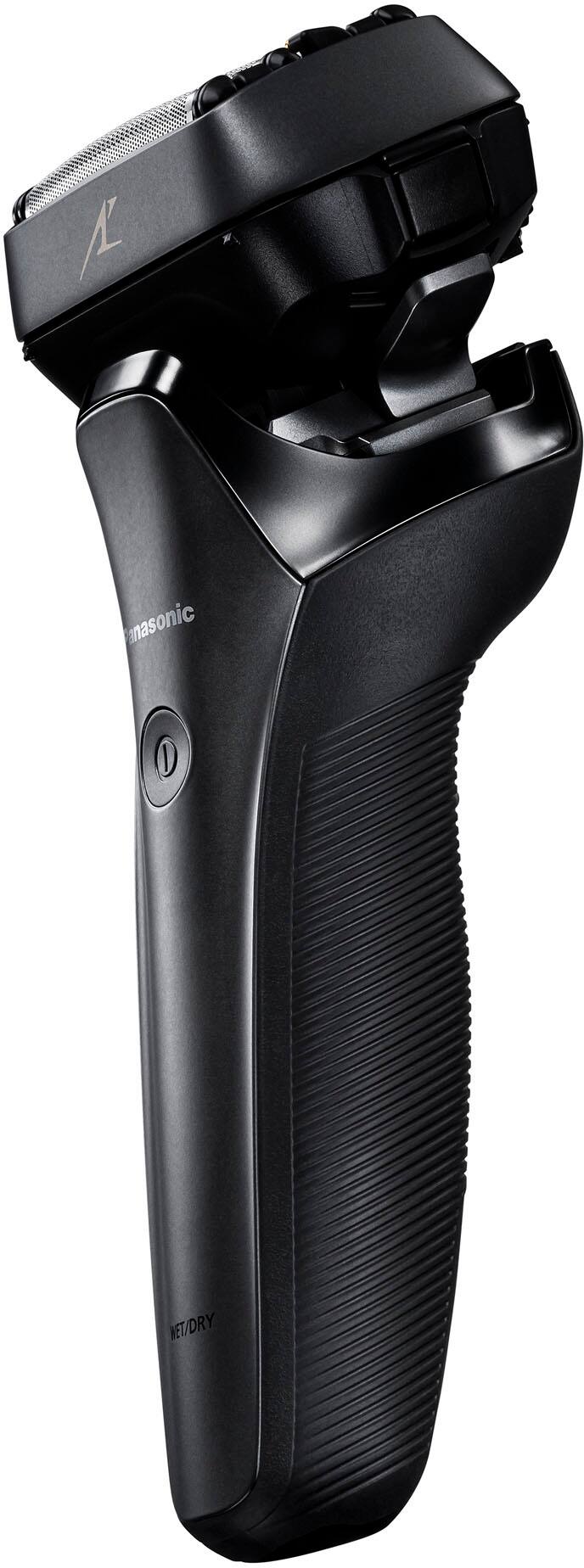 Left. Panasonic - Arc6 Six-Blade Wet/Dry Electric Shaver with Automatic Cleaning and Charging Station - Black.