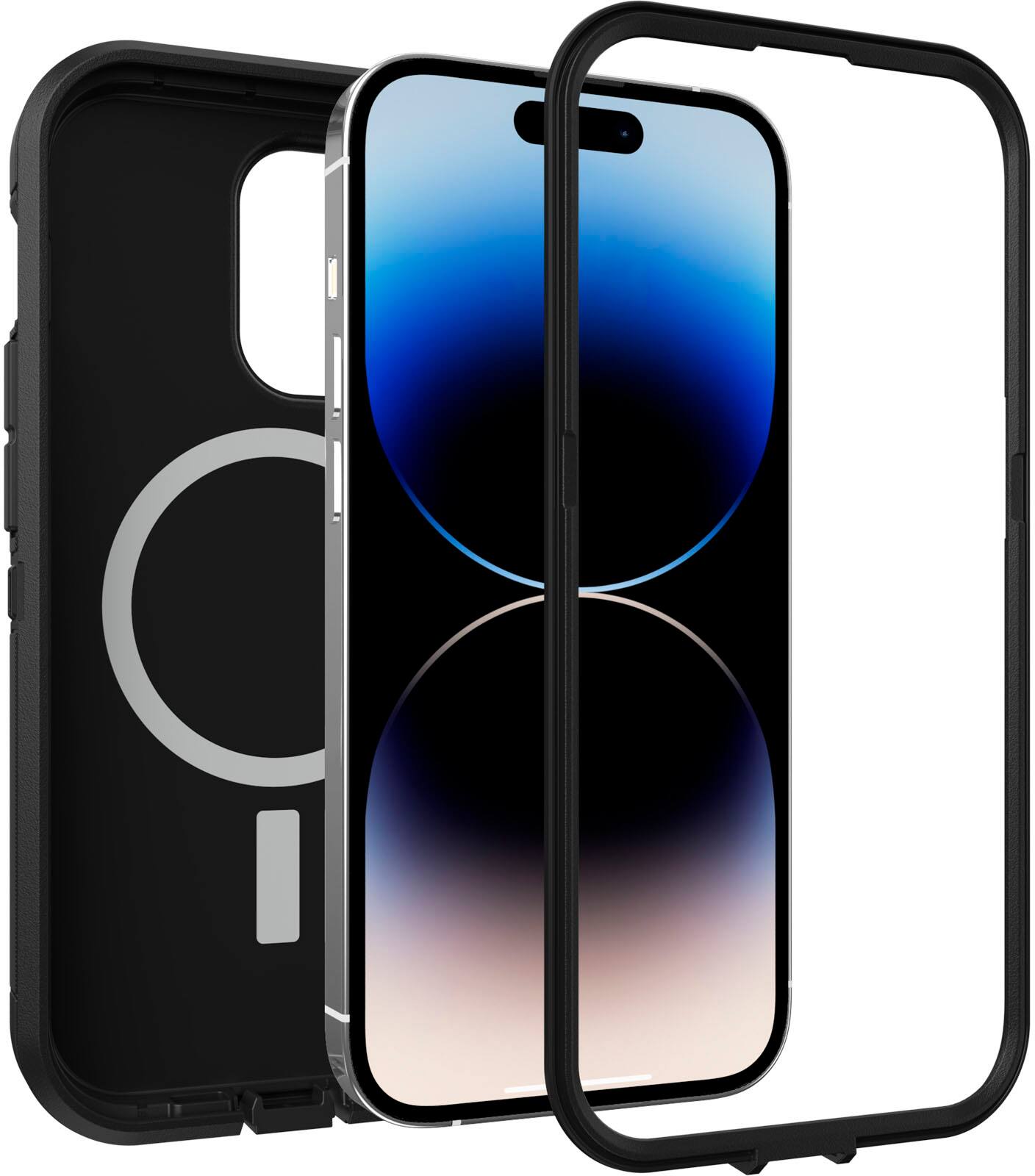 Angle. OtterBox - Defender Series Pro XT MagSafe Hard Shell for Apple iPhone 14 Pro - Black.