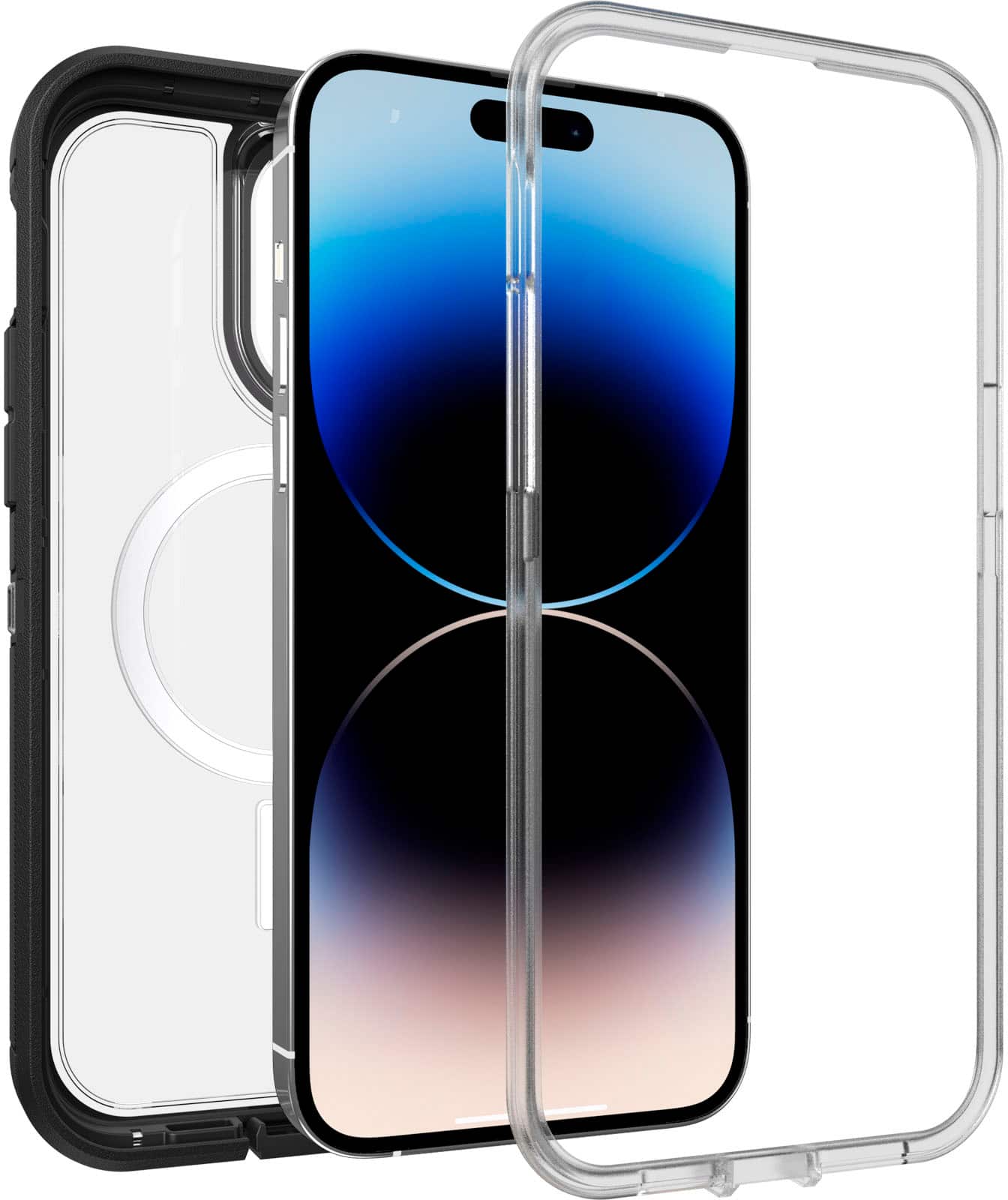 Angle. OtterBox - Defender Series Pro XT MagSafe Hard Shell for Apple iPhone 14 Pro Max - Black Crystal.