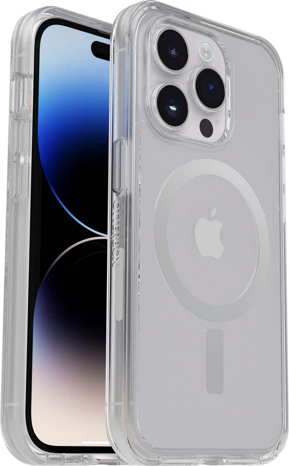 Left. OtterBox - Symmetry Series+ for MagSafe Hard Shell for Apple iPhone 14 Pro - Clear.