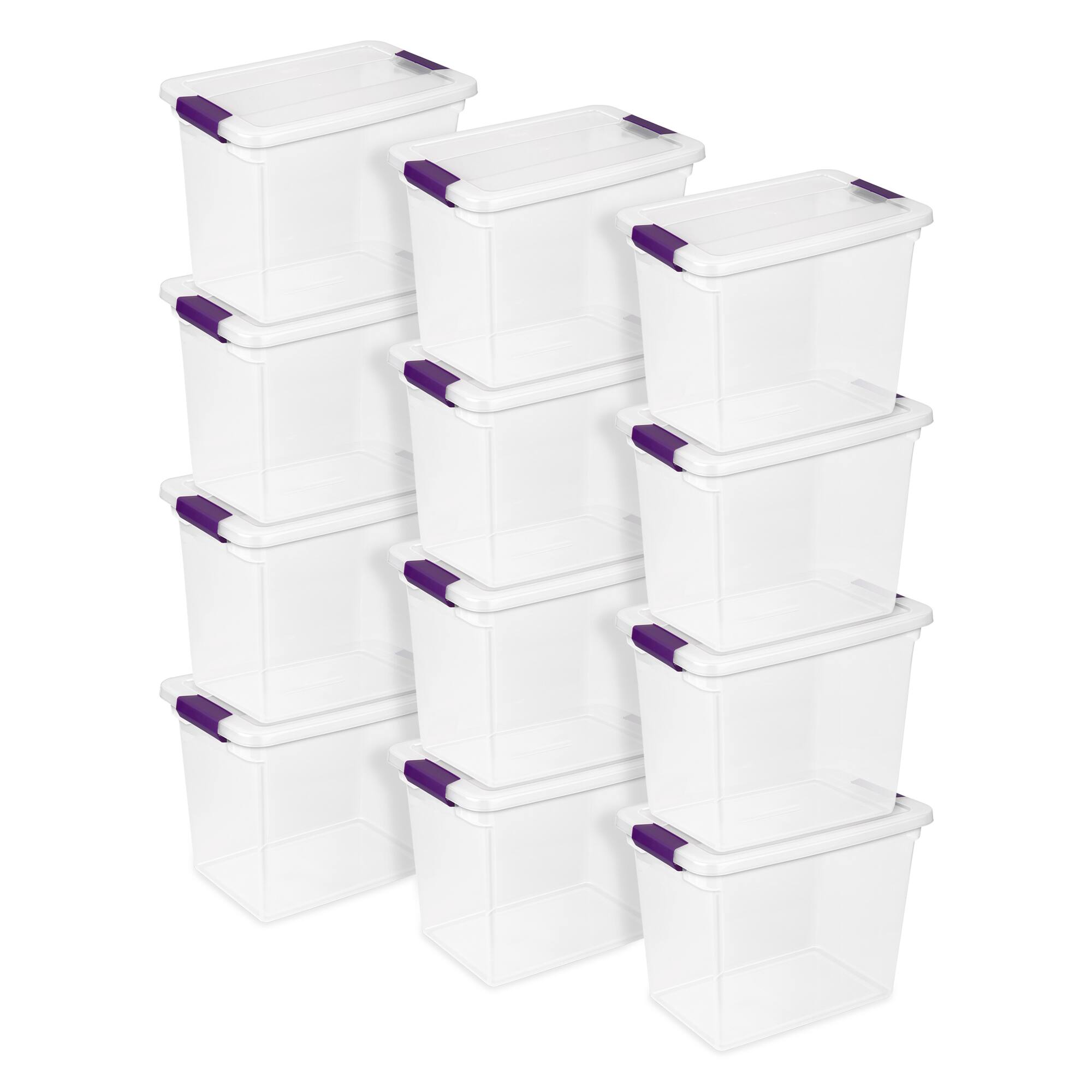 Front. Sterilite - Sterilite 27 Qt ClearView Latch Storage Stackable Bin with Latching Lid, 12 Pack.