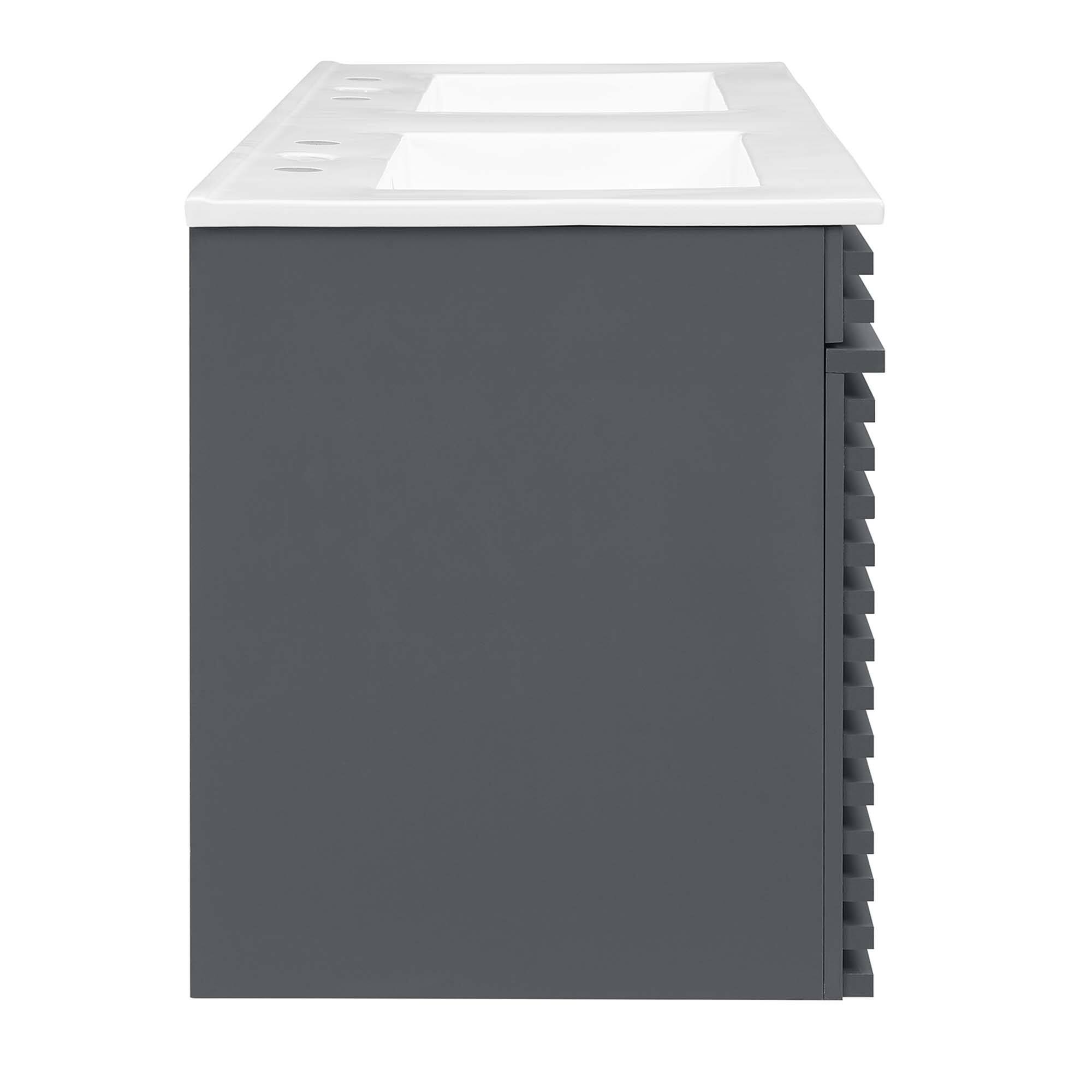 Alt View 1. Modway - Render 48" Wall-Mount Bathroom Vanity Basin Included by Modway - Gray White.
