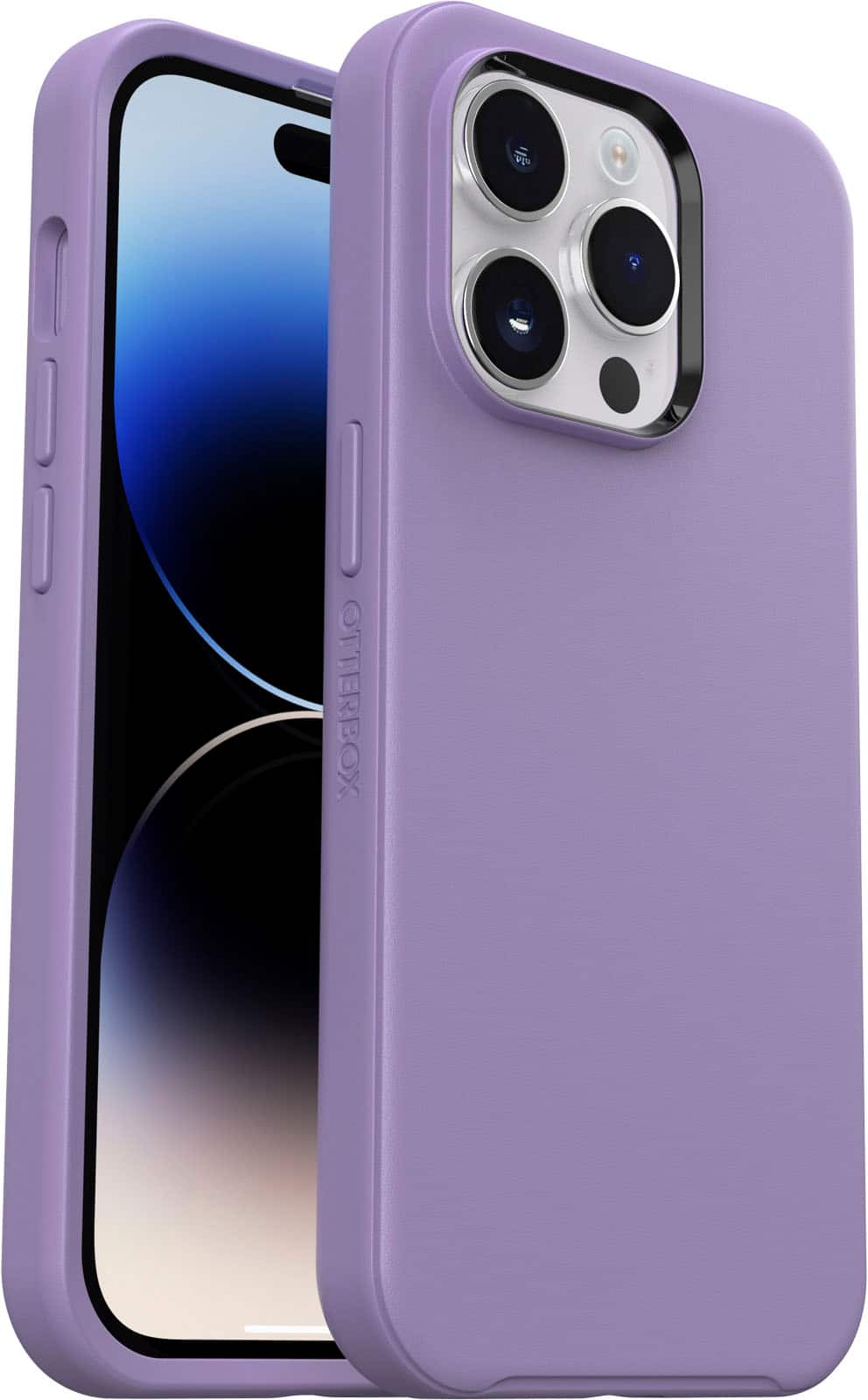 Left. OtterBox - Symmetry Series+ for MagSafe Hard Shell for Apple iPhone 14 Pro - You Lilac It.