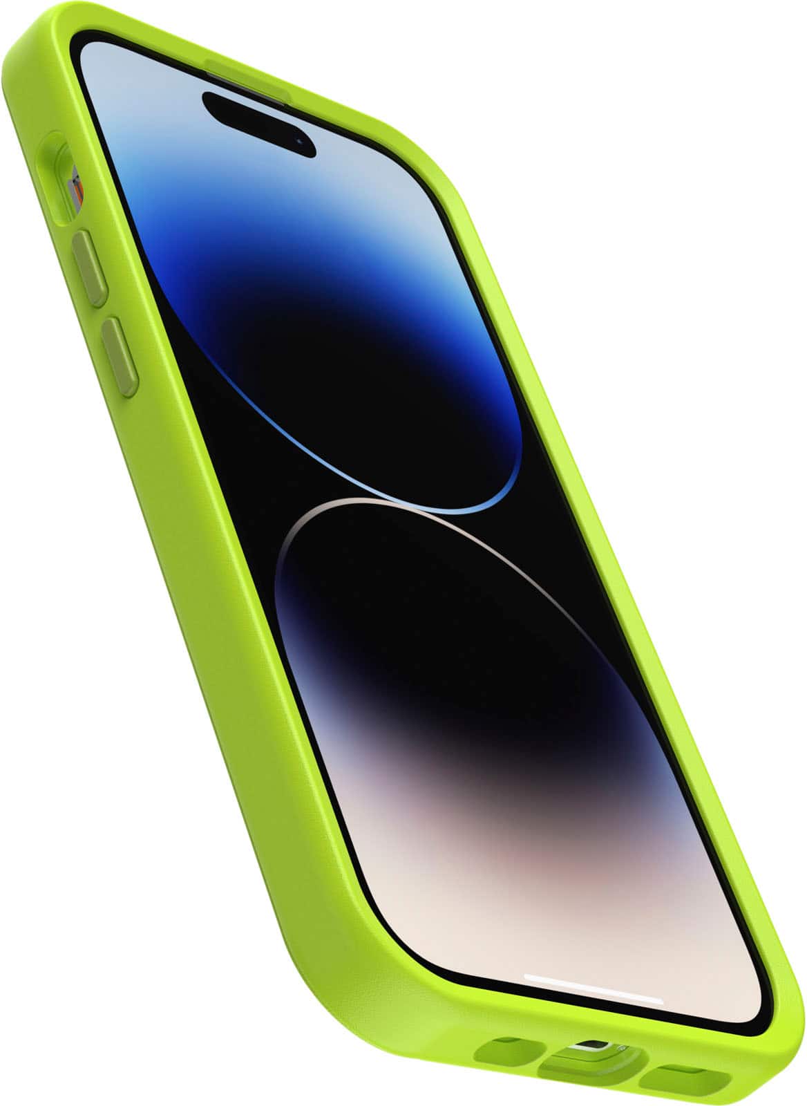 Angle. OtterBox - Symmetry Series+ for MagSafe Hard Shell for Apple iPhone 14 Pro - Lime All Yours.