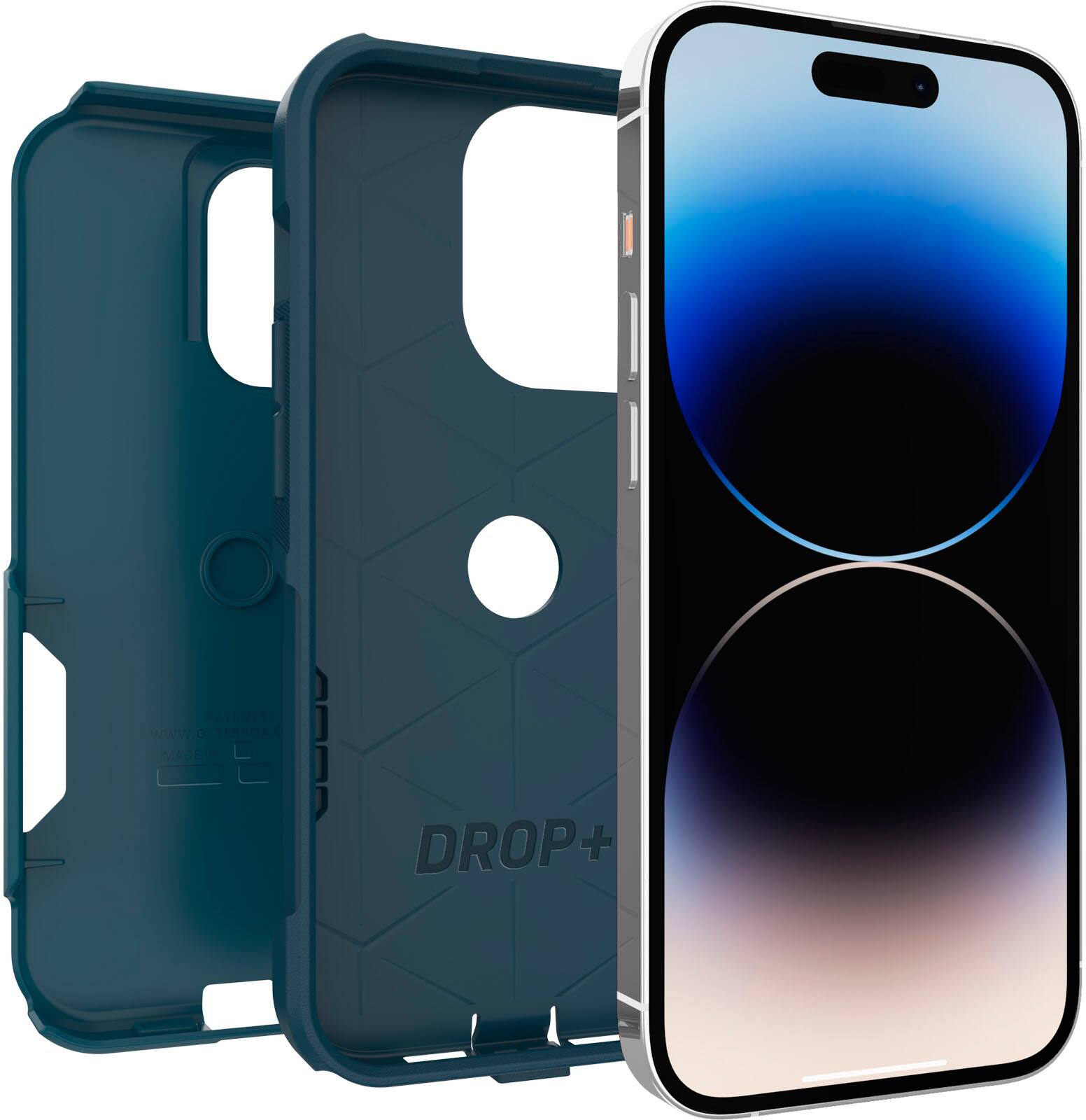 Angle. OtterBox - Commuter Series Hard Shell for Apple iPhone 14 Pro - Don't Be Blue.