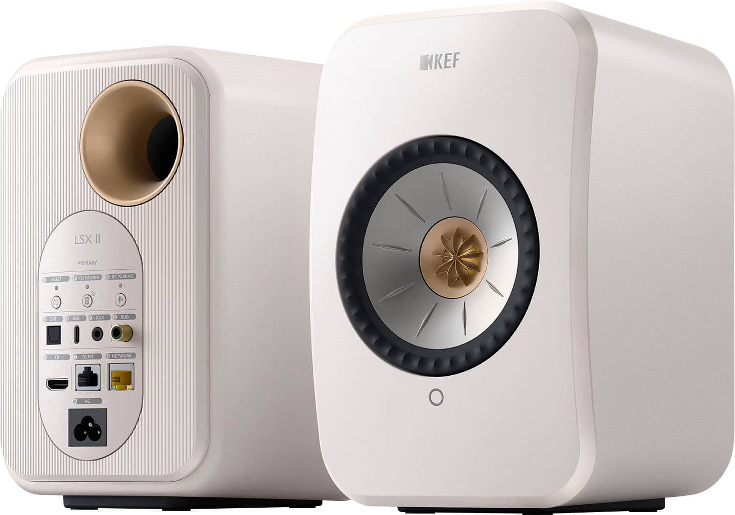 Angle. KEF - LSXII Wireless Bookshelf Speakers Pair - WHITE.