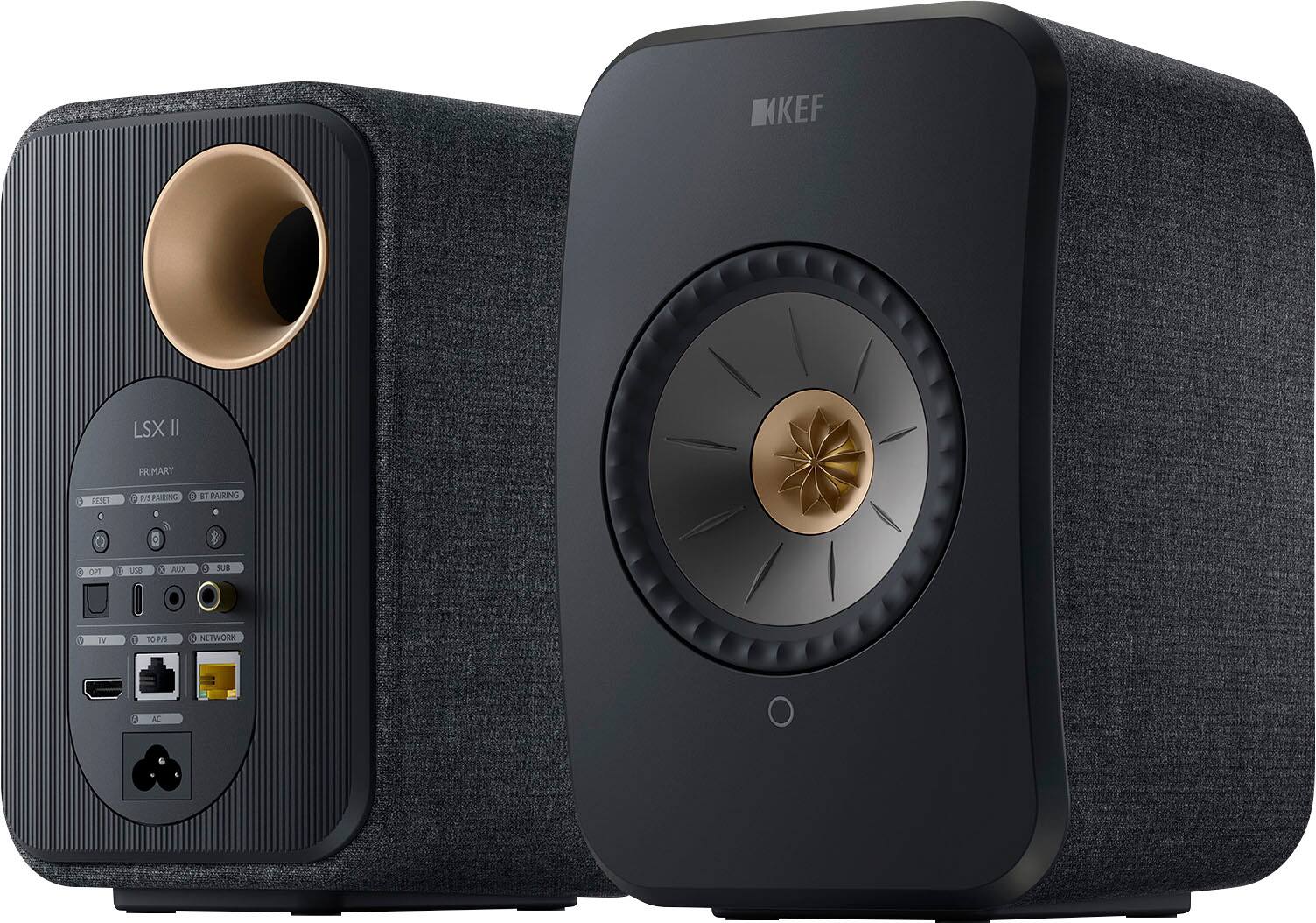 Angle. KEF - LSXII Wireless Bookshelf Speakers Pair - BLACK.