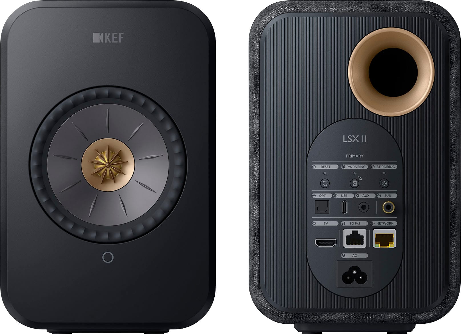 KEF - LSXII Wireless Bookshelf Speakers (Pair) - Black - Front_Zoom