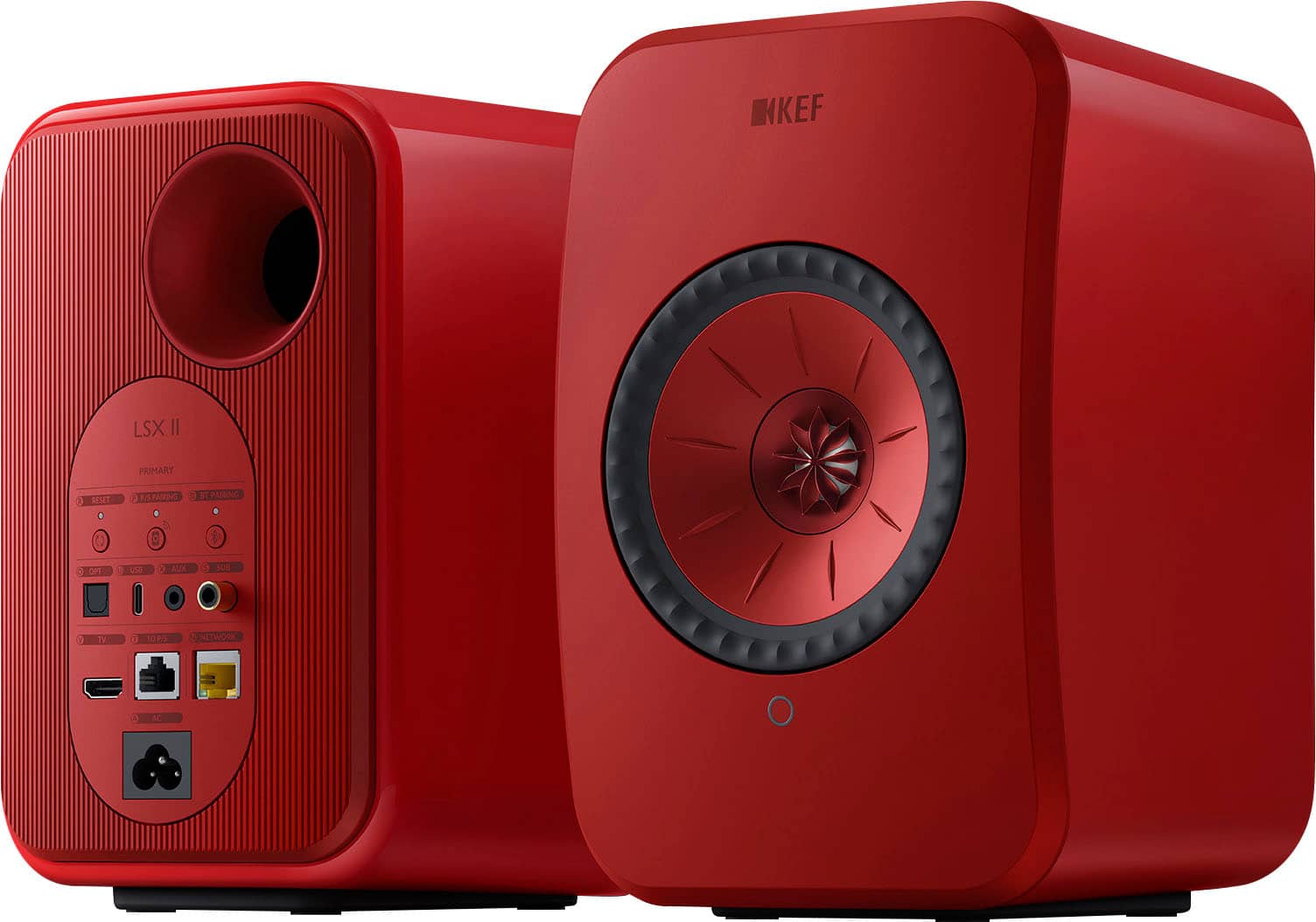 Angle. KEF - LSXII Wireless Bookshelf Speakers Pair - RED.