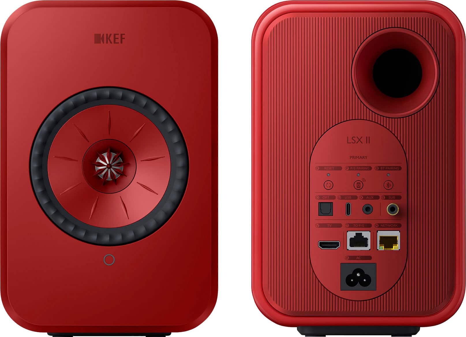 Front. KEF - LSXII Wireless Bookshelf Speakers Pair - RED.